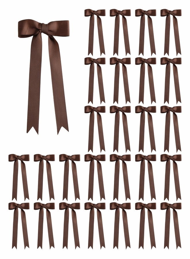 Meseey 30 Pcs 5 x 7 Inch Brown Grosgrain Ribbon Bows with Twist Tie Gift Bows for Gift Wrapping, Crafts, Parties (Brown,Width of 1") - Image 1